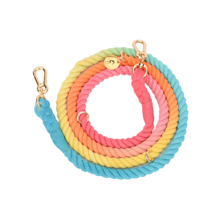 JMT-210698 Stylish Hand-Woven Gradient Color Dog Collar - All Season Cotton Thread Design