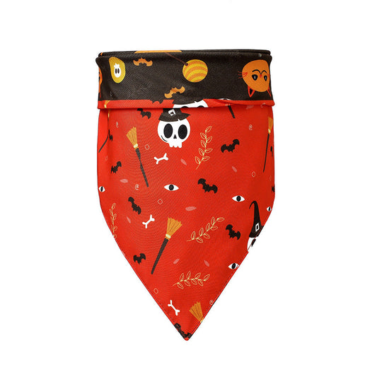 JMT-210826 Halloween-Themed Pet Scarf with Pumpkin and Bat Design for Dogs, Available in Multiple Styles