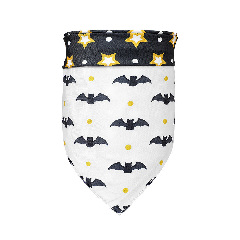 JMT-210826 Halloween-Themed Pet Scarf with Pumpkin and Bat Design for Dogs, Available in Multiple Styles