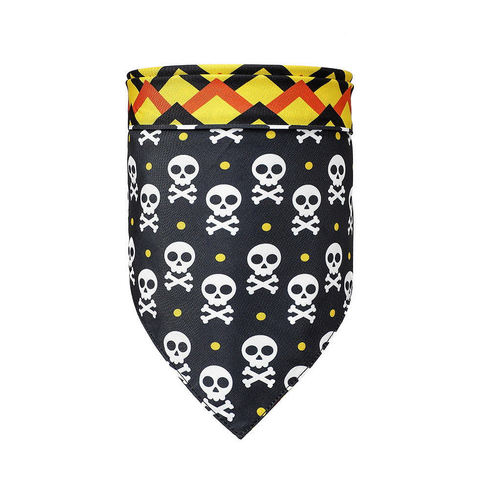 JMT-210826 Halloween-Themed Pet Scarf with Pumpkin and Bat Design for Dogs, Available in Multiple Styles