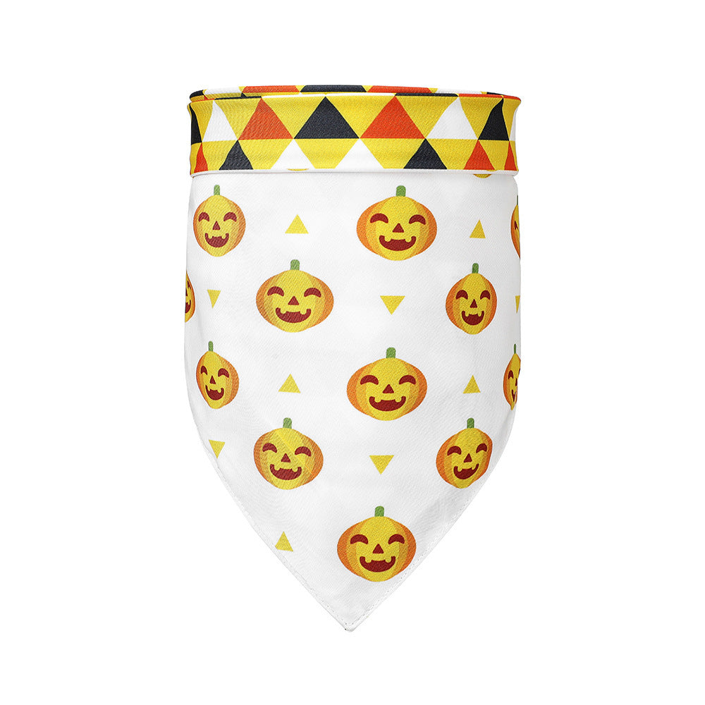 JMT-210826 Halloween-Themed Pet Scarf with Pumpkin and Bat Design for Dogs, Available in Multiple Styles