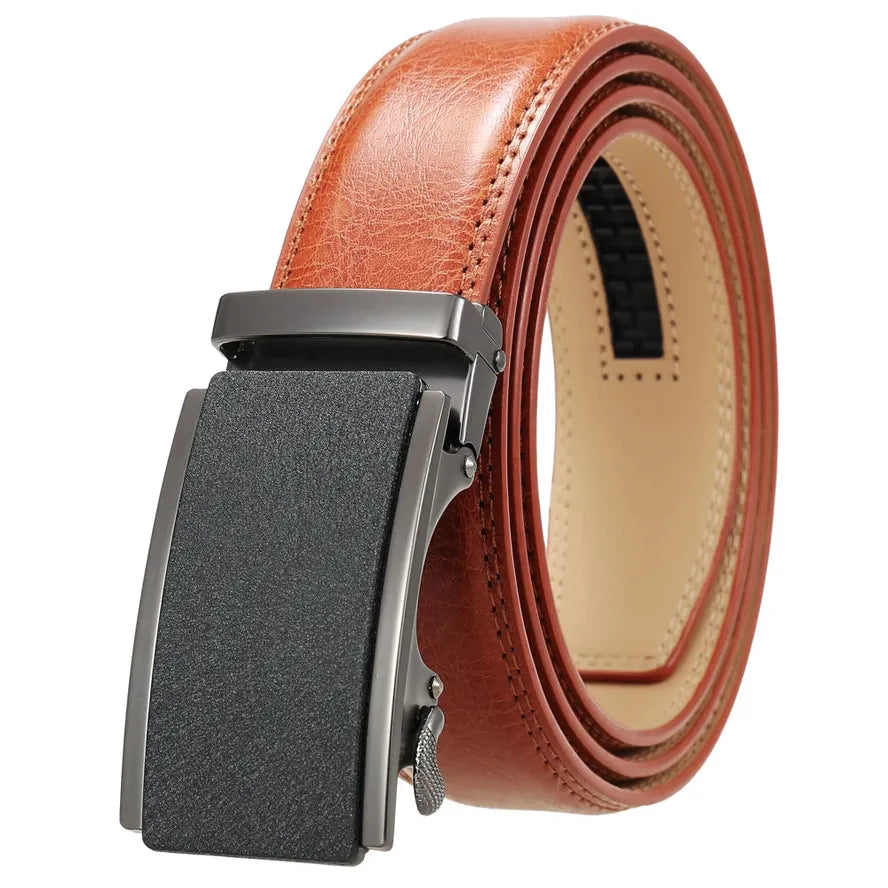JMT-210954 Automatic Business Ratchet Men Cowhide Leather Belt - Custom Logo Available