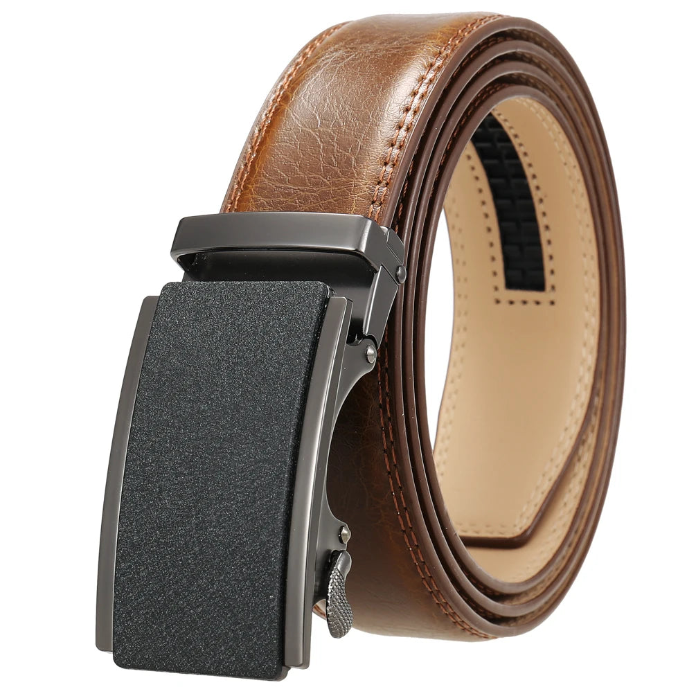 JMT-210954 Automatic Business Ratchet Men Cowhide Leather Belt - Custom Logo Available