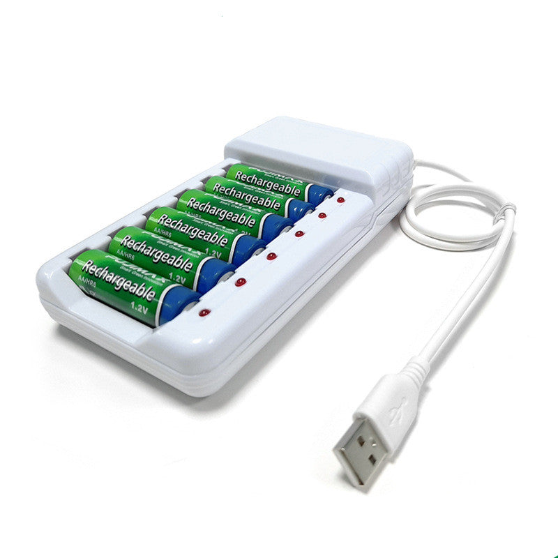 JMT-211018 USB-Powered 8-Slot Ni-MH Rechargeable Battery Charger for No. 5 & No. 7 Batteries