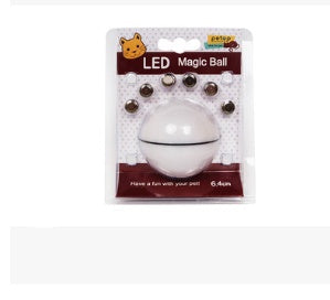 JMT-211658 LED Flashing Rolling Ball Cat Toy - Interactive Pet Play with ABS Material, 6.4cm Diameter, 3 Replaceable Batteries Included