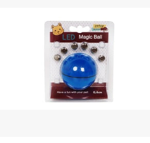 JMT-211658 LED Flashing Rolling Ball Cat Toy - Interactive Pet Play with ABS Material, 6.4cm Diameter, 3 Replaceable Batteries Included