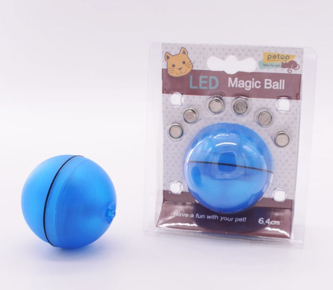 JMT-211658 LED Flashing Rolling Ball Cat Toy - Interactive Pet Play with ABS Material, 6.4cm Diameter, 3 Replaceable Batteries Included
