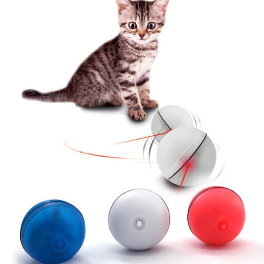 JMT-211658 LED Flashing Rolling Ball Cat Toy - Interactive Pet Play with ABS Material, 6.4cm Diameter, 3 Replaceable Batteries Included