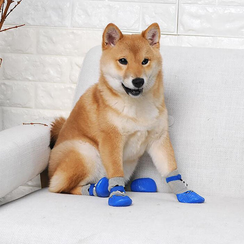 JMT-211978 Waterproof Anti-Dirty Pet Shoes - Set of 4 Cotton and Rubber Boots for Dogs and Cats in Sizes S, M, L