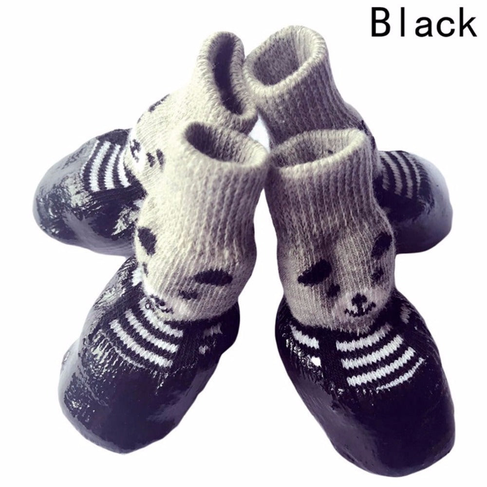 JMT-211978 Waterproof Anti-Dirty Pet Shoes - Set of 4 Cotton and Rubber Boots for Dogs and Cats in Sizes S, M, L