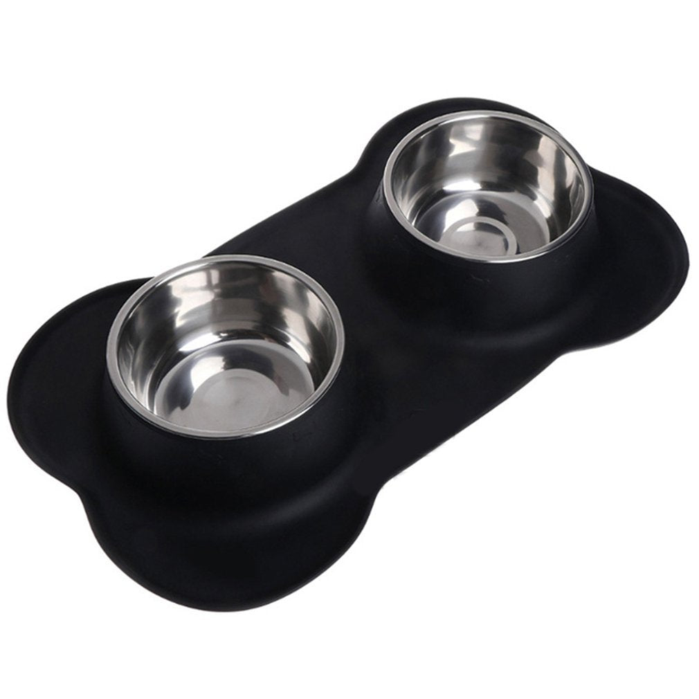 JMT-212682 Silicone Bone-Shaped Pet Mat with Stainless Steel Bowl for Dogs and Cats