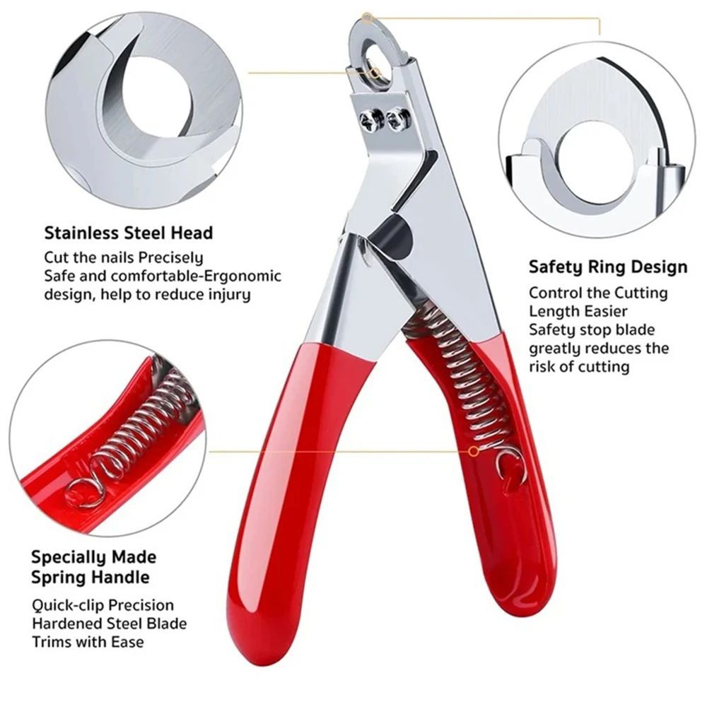 JMT-212746 Professional Stainless Steel Dog Nail Clippers with Safety Stop - Straight Edge Nail Trimmers for Easy Grooming