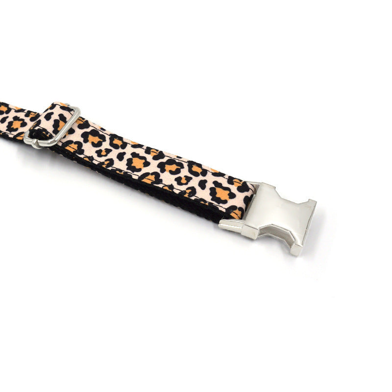 JMT-213322 Leopard Print Dog Collar - Fashionable Polyester Accessory for Pets