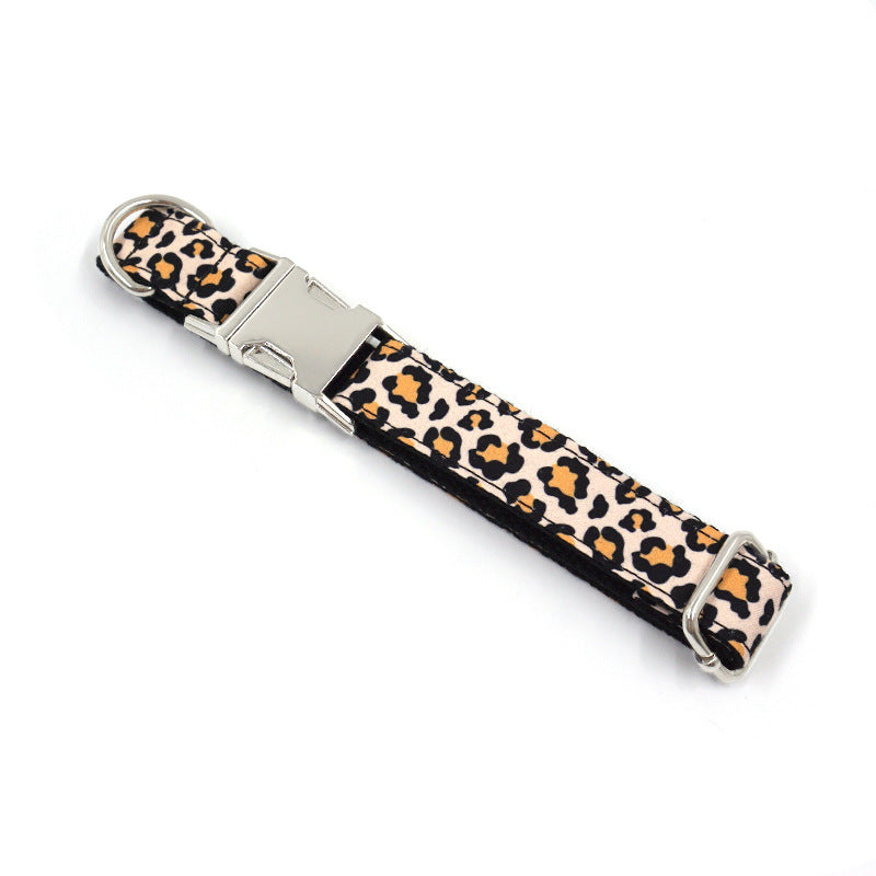 JMT-213322 Leopard Print Dog Collar - Fashionable Polyester Accessory for Pets