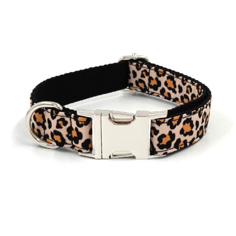 JMT-213322 Leopard Print Dog Collar - Fashionable Polyester Accessory for Pets