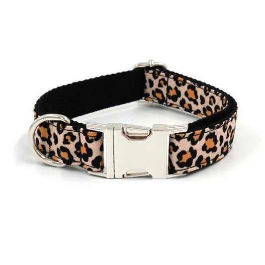 JMT-213322 Leopard Print Dog Collar - Fashionable Polyester Accessory for Pets