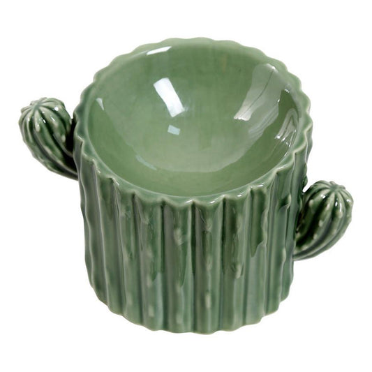 JMT-213834 Ceramic High-Leg Cat and Dog Bowls in Cactus Designs - Available in Single and Double Branch Options