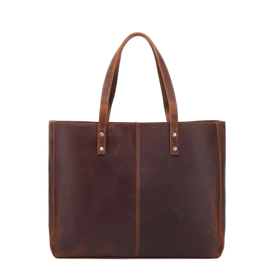 JMT-214346 Genuine Leather England Style Shoulder Bag - Large Capacity Tote