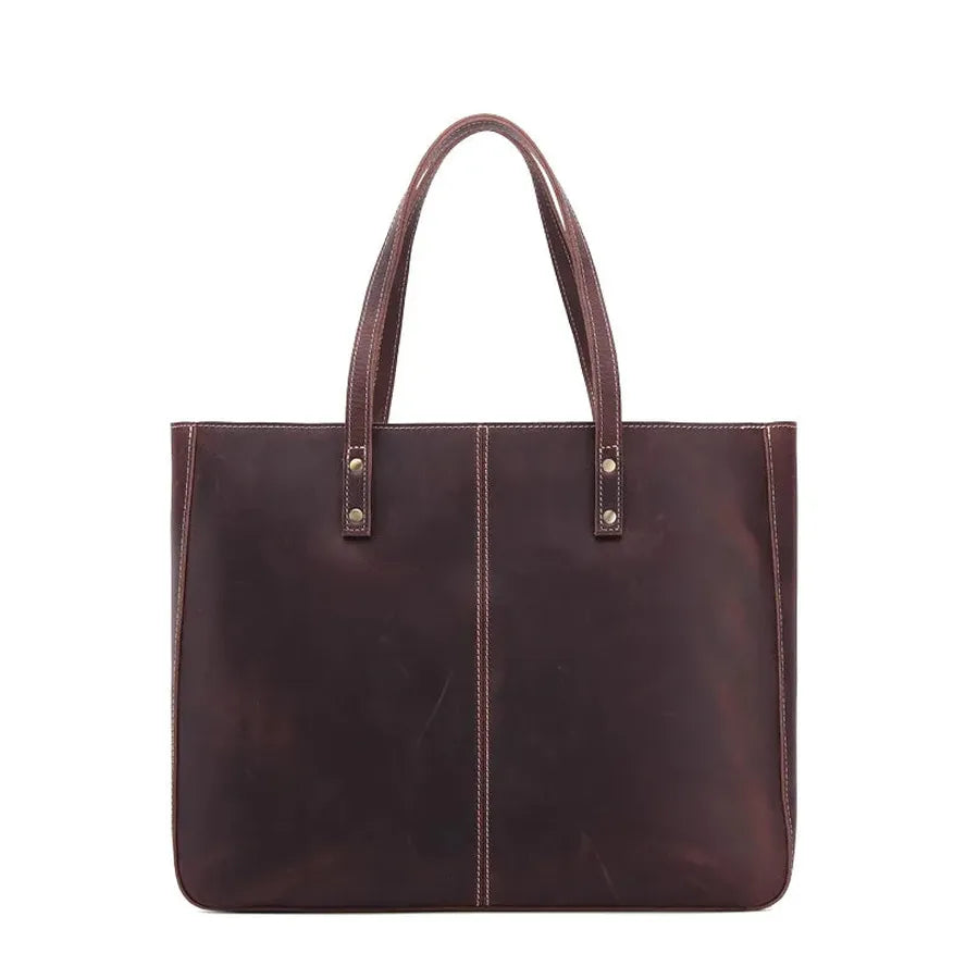 JMT-214346 Genuine Leather England Style Shoulder Bag - Large Capacity Tote