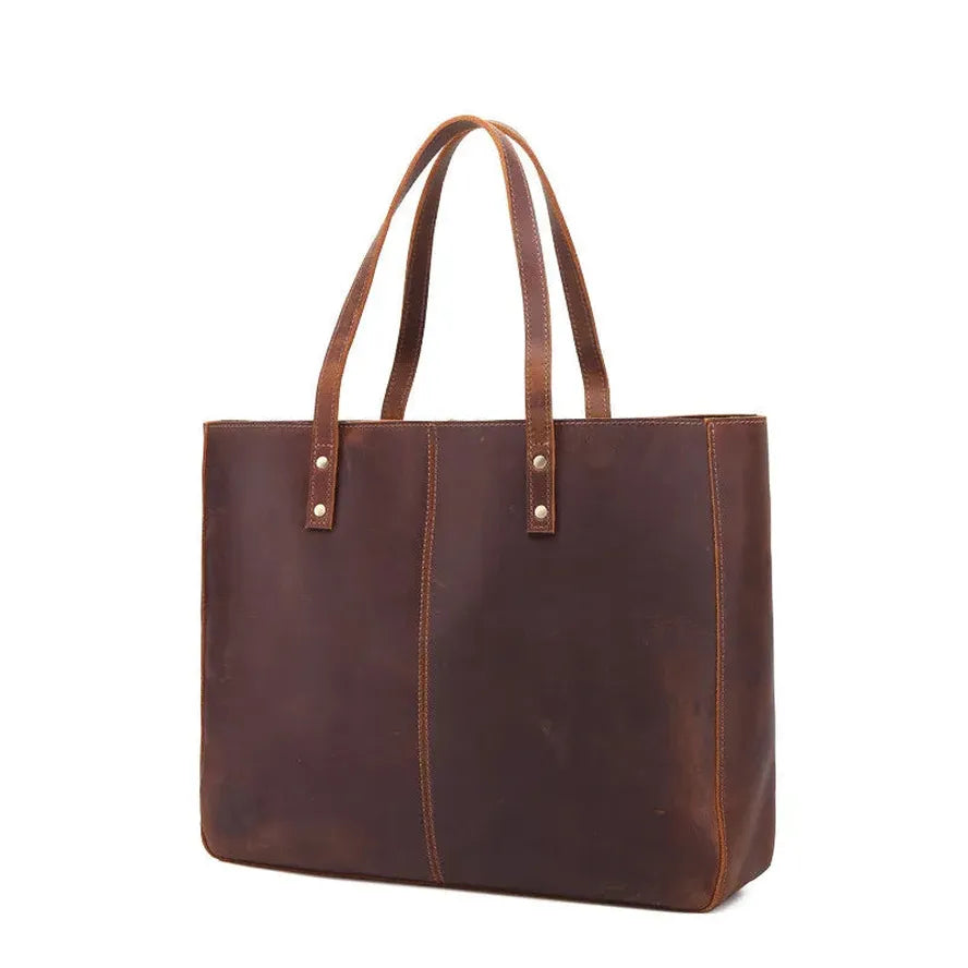 JMT-214346 Genuine Leather England Style Shoulder Bag - Large Capacity Tote