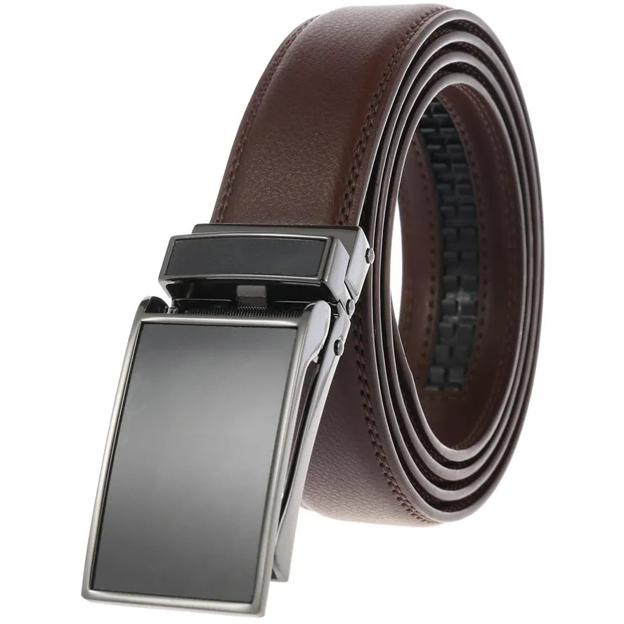 JMT-214410 Men's Automatic Ratchet Belt in Cowhide with Custom Logo Capability, Model LY55-0225-1