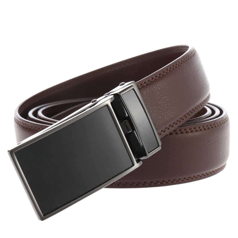 JMT-214410 Men's Automatic Ratchet Belt in Cowhide with Custom Logo Capability, Model LY55-0225-1