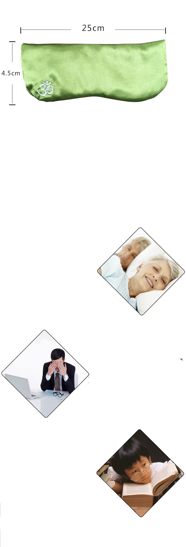 JMT-214794 Lightweight Silk Eye Pillow for Relaxation and Dark Circle Reduction - 25x4.5 cm in Pink, Purple or Green