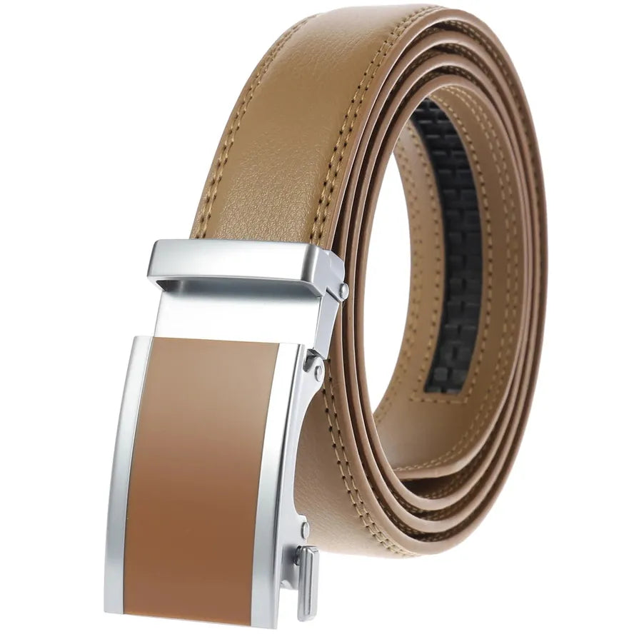 JMT-215562 Genuine Leather Men's Automatic Buckle Belt with Unique Design