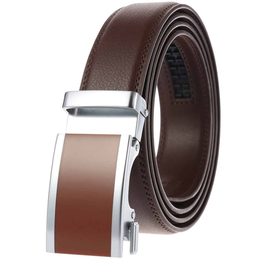 JMT-215562 Genuine Leather Men's Automatic Buckle Belt with Unique Design