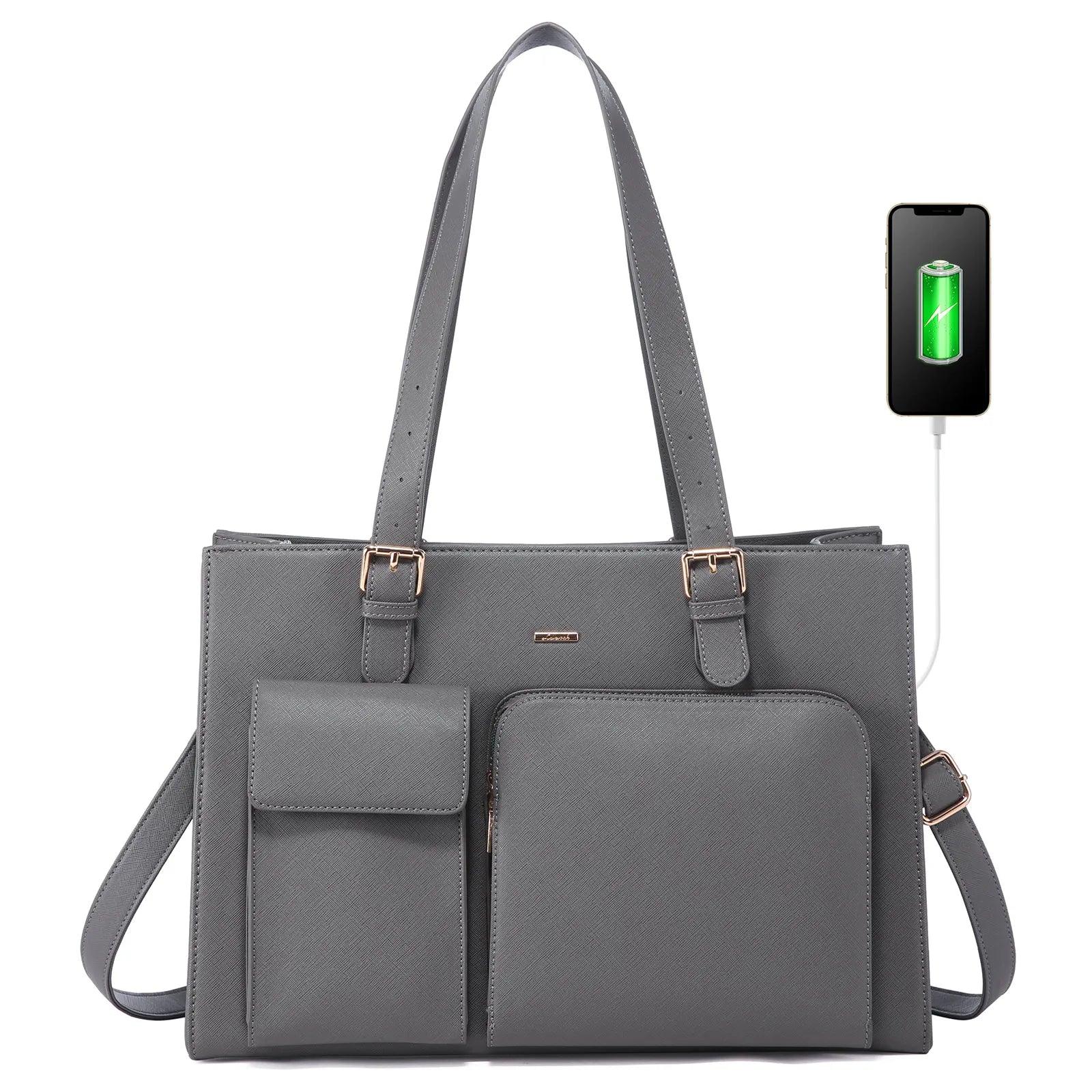 JMT-215626 Waterproof Leather Laptop Tote Bag for Women, Fits 15.6in Devices, Stylish Work Briefcase