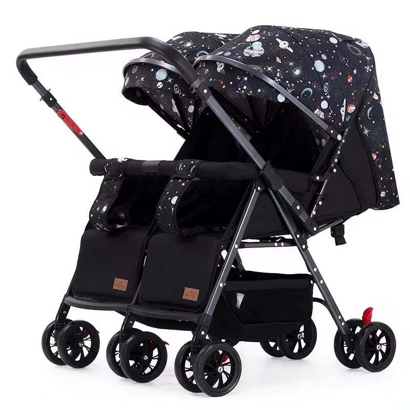 JMT-215818 Twin Baby Stroller with Be-Directional Seats - Foldable Push Chair for Newborns