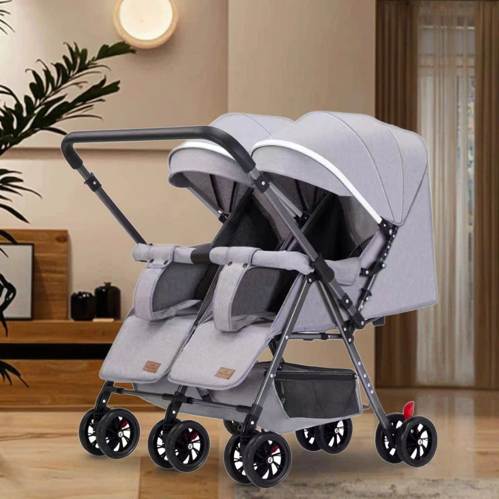 JMT-215818 Twin Baby Stroller with Be-Directional Seats - Foldable Push Chair for Newborns