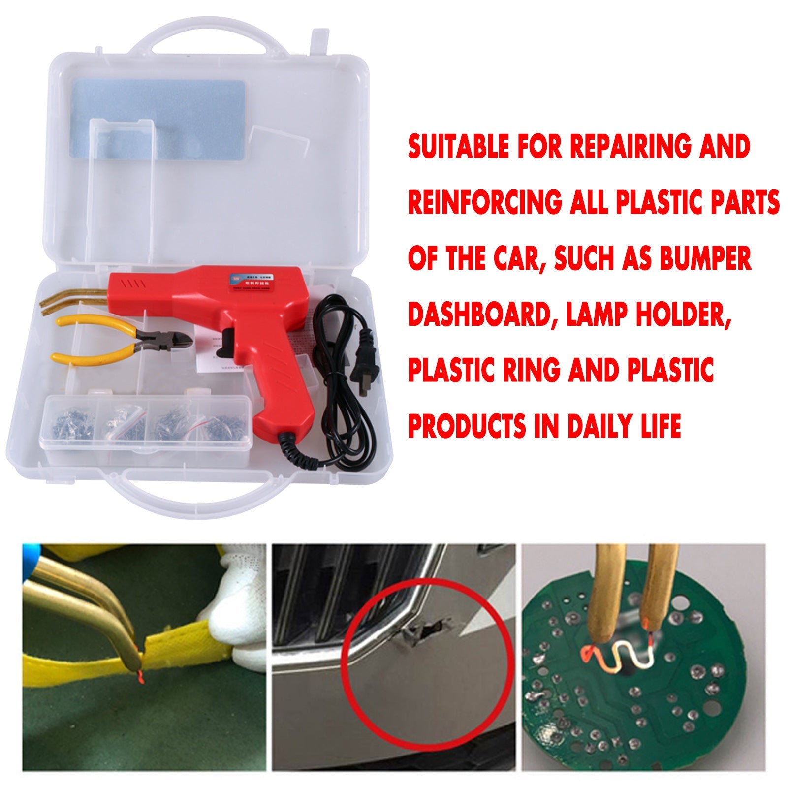 JMT-216138 Car Bumper Repair Plastic Welding Kit with 110V and 220V Options, Includes 100pcs 0.6mm Welding Wire