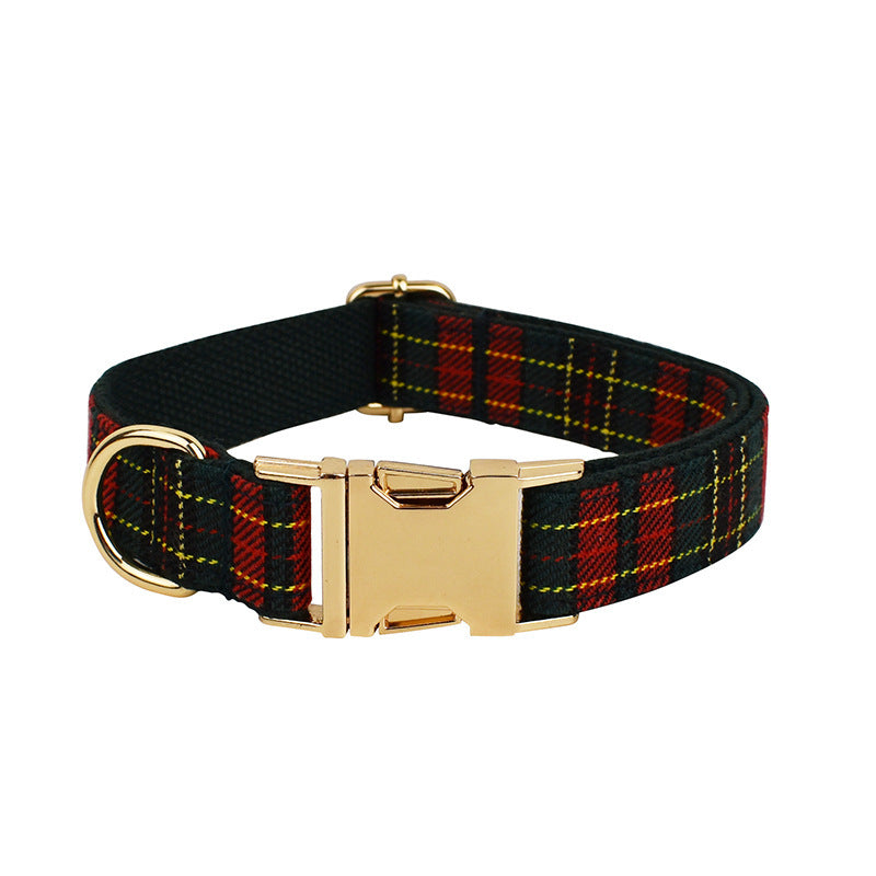 JMT-216458 Plaid Christmas Pet Collar and Leash Set with Bow and Vest – Four or Five Piece Options Available