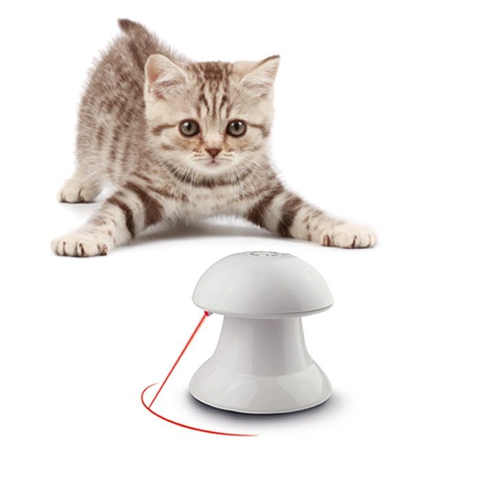 JMT-217098 Interactive LED Cat Laser Toy with USB Rechargeable Single and Dual-Head Lasers and Feather Attachment