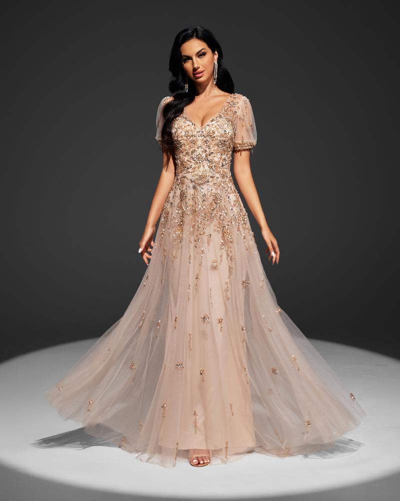 JMT-217354 Elegant Champagne Dress for Women - Style SH0062