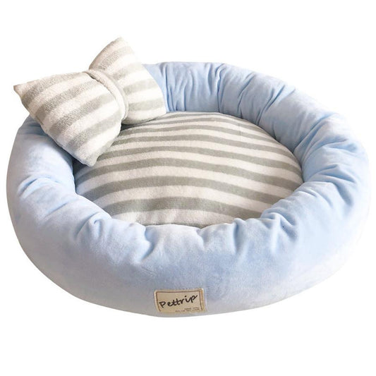 JMT-217418 Crystal Velvet Round Pet Kennel with Included Pillow - Available in Blue, Pink, and Purple, Sizes S, M, L