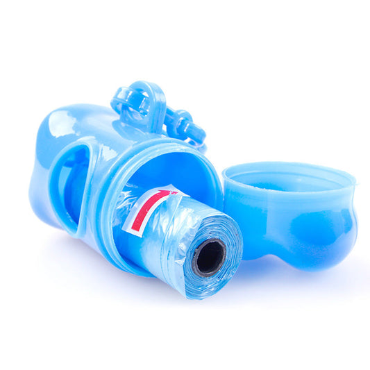 JMT-217610 Compact Dog Traction Rope with Folding Bowl Set - Blue/Green