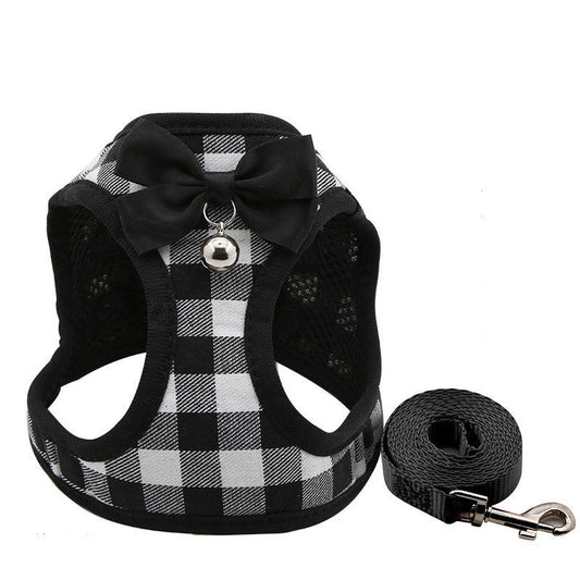 JMT-218442 Adjustable Cat Harness and Leash Set with Bowtie - Durable Nylon and Polyester - Five Colors Available