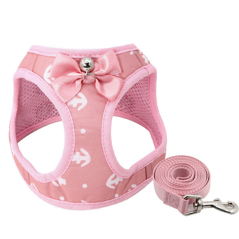 JMT-218442 Adjustable Cat Harness and Leash Set with Bowtie - Durable Nylon and Polyester - Five Colors Available