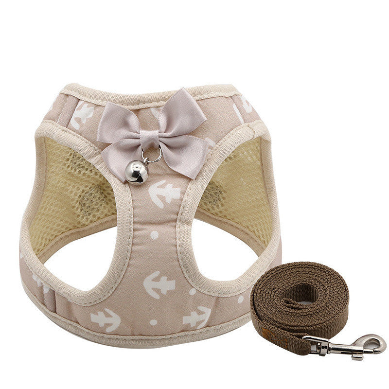 JMT-218442 Adjustable Cat Harness and Leash Set with Bowtie - Durable Nylon and Polyester - Five Colors Available