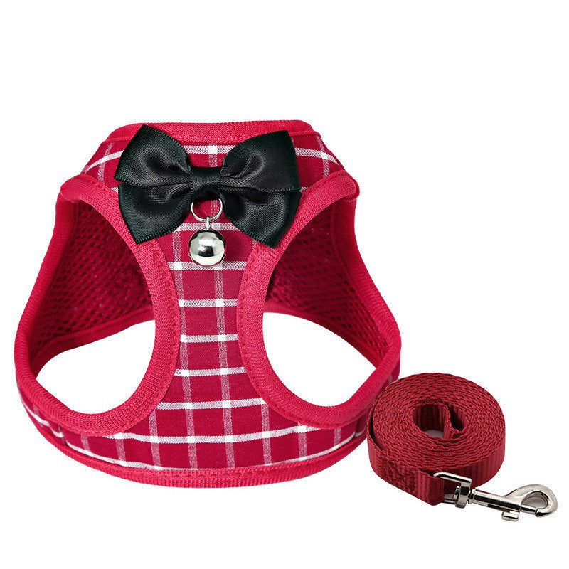 JMT-218442 Adjustable Cat Harness and Leash Set with Bowtie - Durable Nylon and Polyester - Five Colors Available