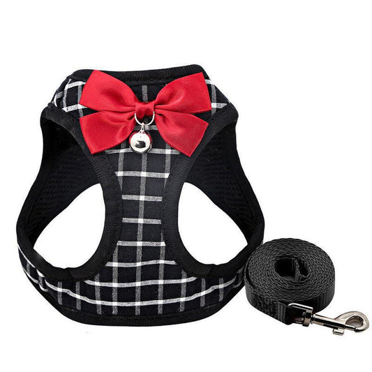 JMT-218442 Adjustable Cat Harness and Leash Set with Bowtie - Durable Nylon and Polyester - Five Colors Available