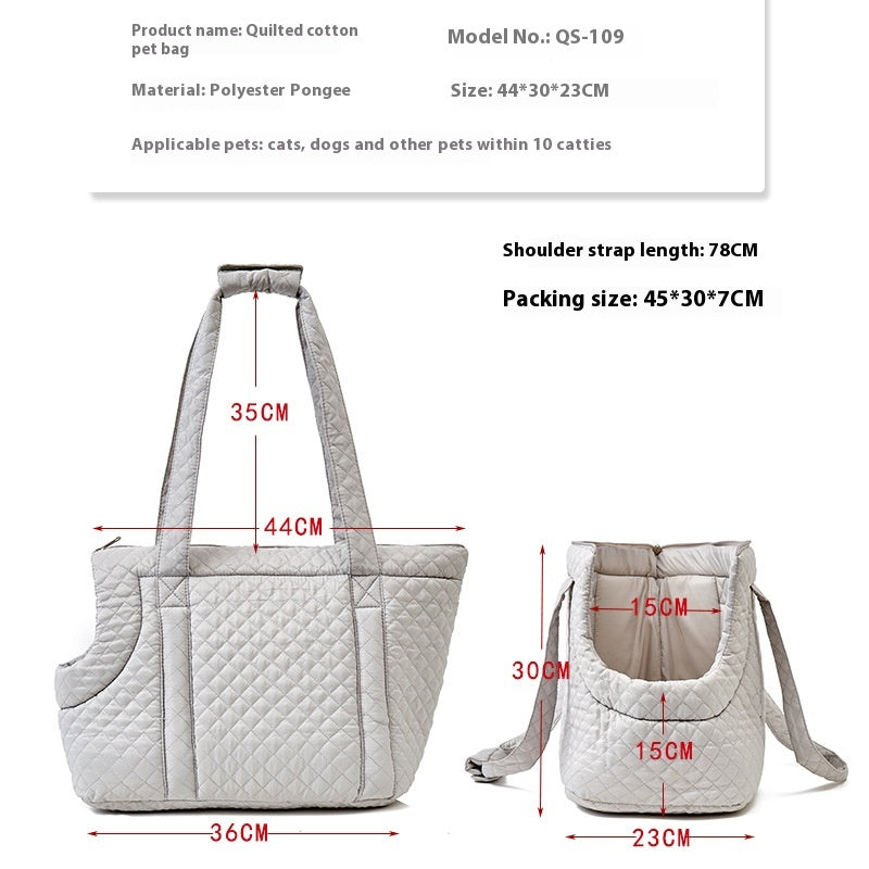 JMT-218506 Korean Style Quilted Pet Carrier Bag for Cats and Small Animals - Portable and Stylish Travel Design