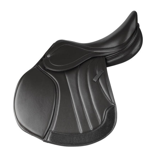 JMT-218506 Microfiber Double-Layer Teaching Saddle for Equestrian Sports, Available in Black and Light Brown, Sizes 17 and 17.5