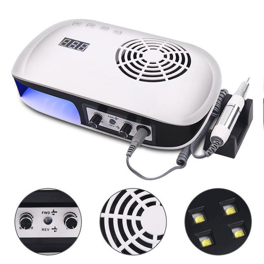 JMT-218570 72W 3-in-1 Nail Machine for Polishing, Vacuuming, and Phototherapy with LCD Display and Variable Speed Control