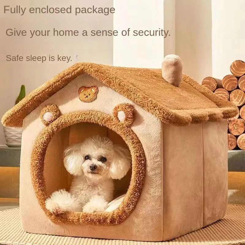 JMT-218570 Cozy Removable and Washable Dog House for Small Dogs and Cats – Foldable Pet Bed with Winter Warmth