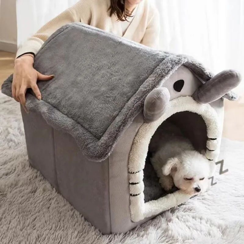 JMT-218570 Cozy Removable and Washable Dog House for Small Dogs and Cats – Foldable Pet Bed with Winter Warmth