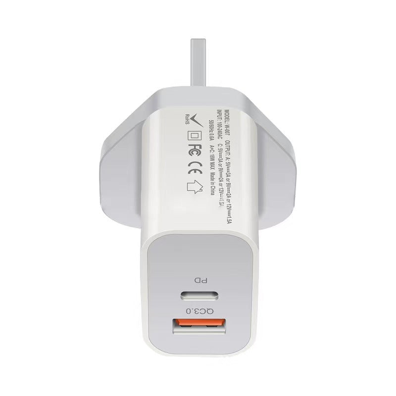 JMT-218954 Fast Charging Travel Charger - 18W PD & QC3.0 - 3600mA Output - White