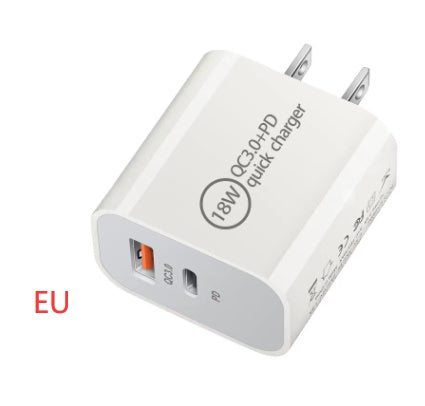 JMT-218954 Fast Charging Travel Charger - 18W PD & QC3.0 - 3600mA Output - White